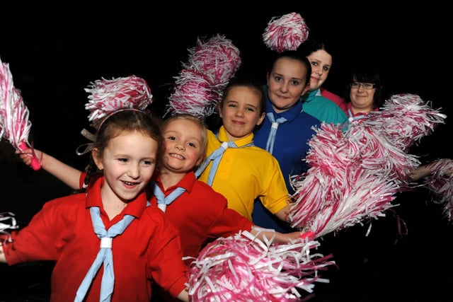 Centenary celebration show performed by Girl Guides at the Acorn Theatre in 2010. Picture: from left is Connie Pogson, five, Molly Hind, five, Jennifer Hunt, seven, Chloe Allison, 12, Ashley Campbell, 17 and Ilana Duveen, 18.