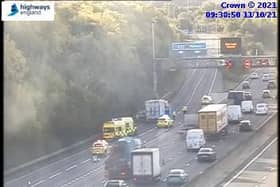 The southbound exit slip road of the M1 at junction 31 has been closed.