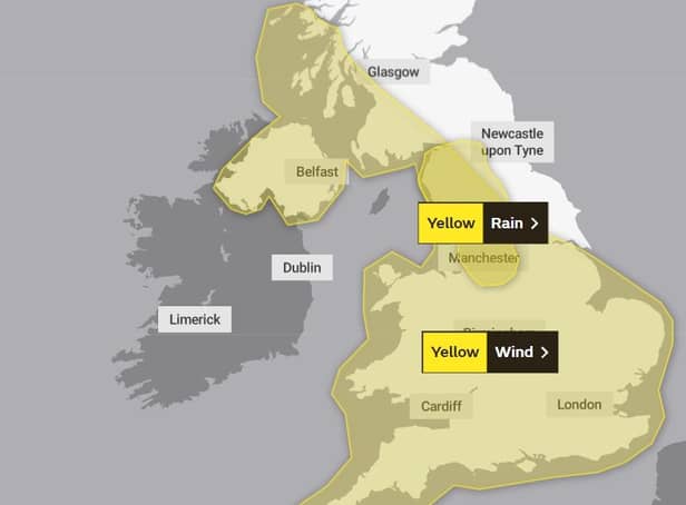 New yellow weather warnings for strong winds from Storm Franklin have been issued across the UK