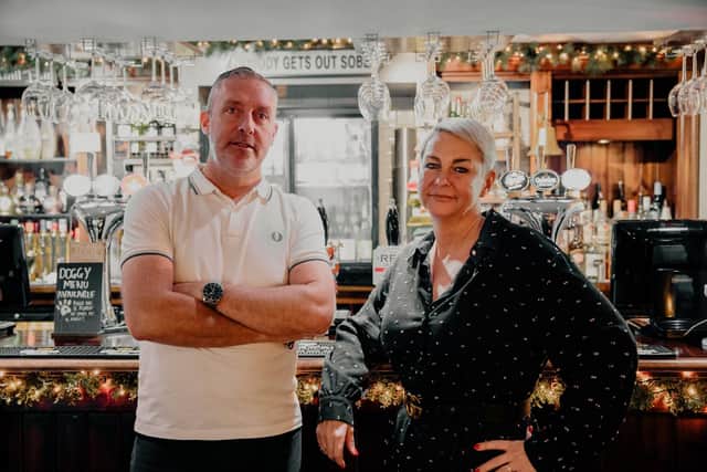 Hannah and Dave are the owners of the pub and restaurant The White Lion, on Park Street, Worksop. Photo: Kennedy News & Media
