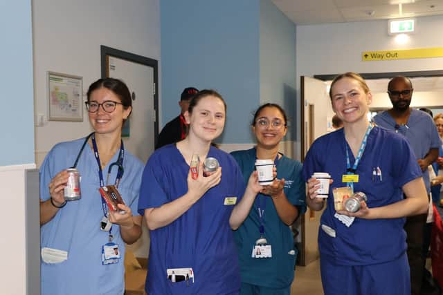 A&E staff at Bassetlaw Hospital enjoy a break at the RRT-funded event to thank them for their work.