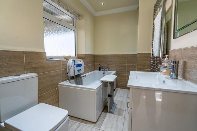 The recently refitted family bathroom on the ground floor of the £185,000 property is an impressive space, comprising a four-piece suite.
