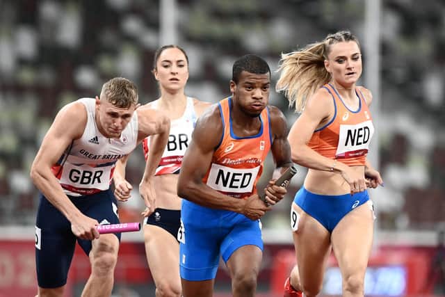 Sheffield sprinter Lee Thompson in the mixed 4x400m relay heats during the Tokyo 2020 Olympic Games.