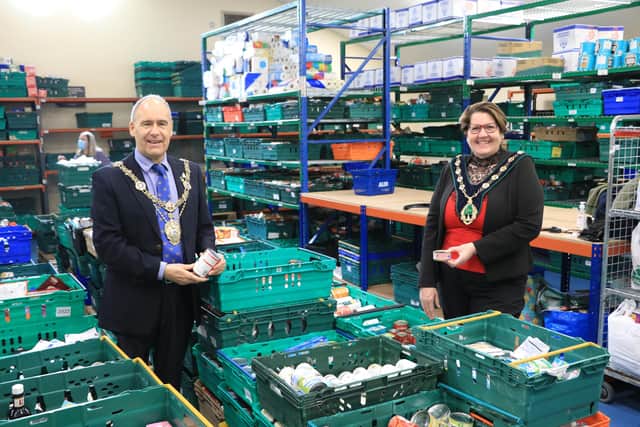 Mayor of Worksop Councillor Tony Eaton with Bassetlaw District Council chairman Debbie Merryweather.