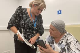Toni Peet, Cancer Service manager, and Paula Trelford, discuss improvements to the HealthZone Cancer Care app.
