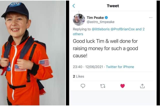 Timmy has Autism and Ehlers-Danlos syndrome, so the 100 km walk (the distance of the border between the Earth's atmosphere and outer space) will be a huge challenge to for him - but one he is determined to successfully complete - especially after receiving tweets of support from astronaut Tim Peake and Professor Brian Cox.