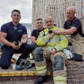 Crews from Edwinstowe pictured with the rescued kitten.