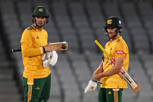 Joe Clarke  hit 136 as Notts Outlaws picked up the win. (Photo by Laurence Griffiths/Getty Images)