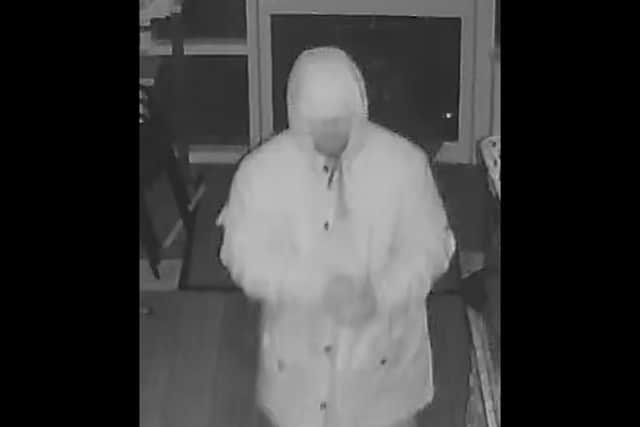 Police would like to trace the man pictured in CCTV in connection with two shop burglaries and an attempted burglary in Worksop.