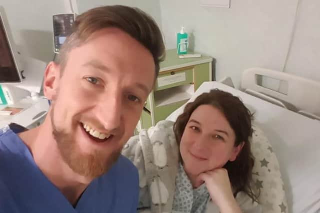 James and Kim waiting for the C-section at Bassetlaw