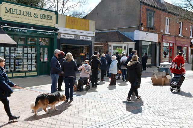 Shoppers flocked to Worksop town centre after lockdown measures were eased on Monday.