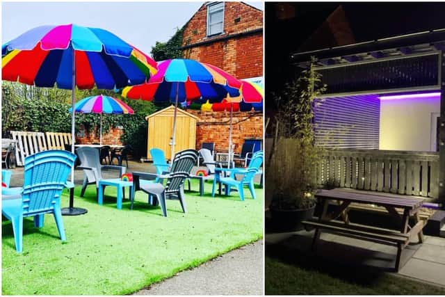 (Left) Carlton House's 'staycation' courtyard and (Right) the new seating area at the Station Hotel pub, also on Carlton Road.