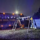 A Johnson Bros coach drove into a property's front garden in Thievesdale.