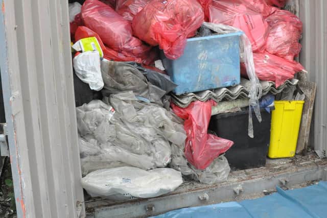 Charles stored asbestos waste in hired storage containers close to a school and close to a Girl Guide centre.