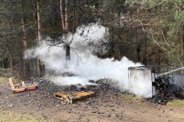 Image of battery fire on Windmill Lane, Worksop, shared by Nottinghamshire Fire and Rescue Service.