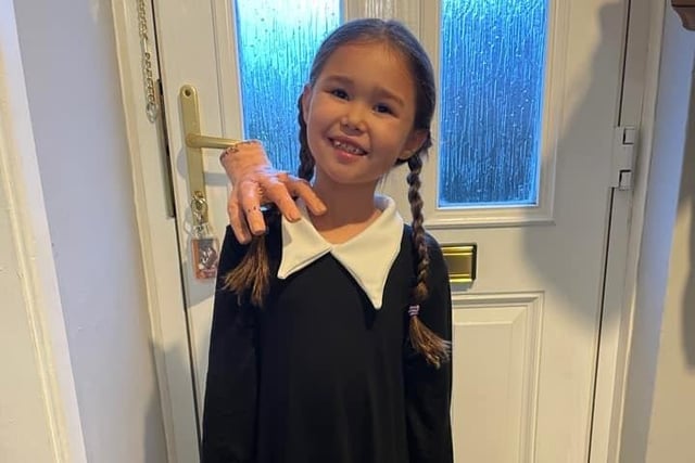 Marnie, aged 6, from Worksop looked fantastic as Wednesday Addams from The Addams Family and even had 'Thing' along for the ride