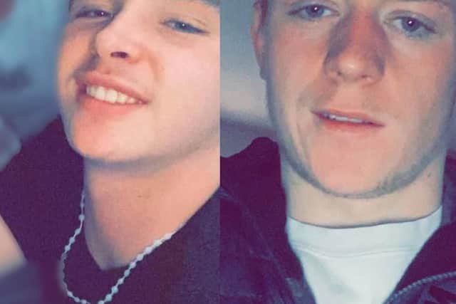 Martin Ward, left, and Mason Hall, right, died in a car crash in Kiverton Park, Rotherham, near Sheffield on Sunday evening.