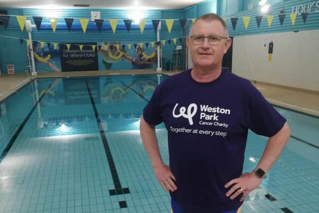 Tony Gibbings, aged 60, is taken on a year-long challenge to swim 252 miles for two charities.