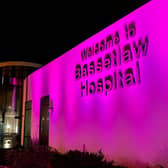 Bassetlaw Hospital in Worksop was shining pink to show its support for organ donation