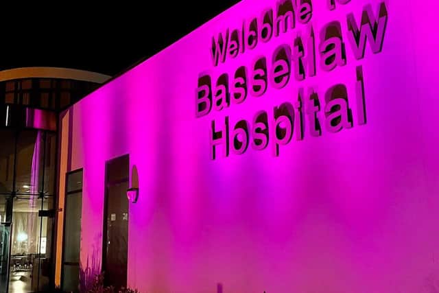 Bassetlaw Hospital in Worksop was shining pink to show its support for organ donation