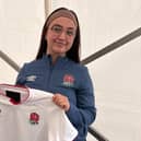 Tiegan Rider at her England shirt presentation for Japan.