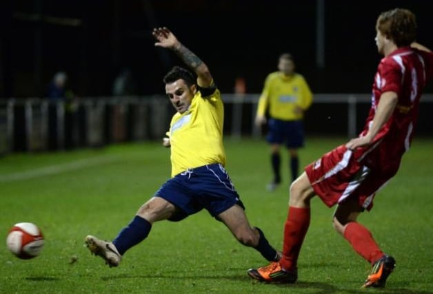 Leon Mettam looks to cut a pass out in a match against Stocksbridge.