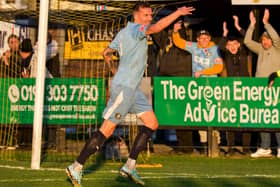 Liam Hardy celebrating his hat-trick goal. Photo by Liam Pickersgill.