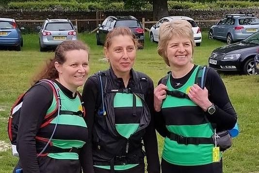 Kerry Dickinson, Jo McLean and Sally Staveley of the Worksop Harriers at Swaledale.