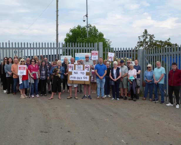 Concerned residents opposing a proposed plastic recycling centre in Worksop.