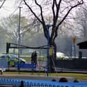 Police officers at The Canch, in Worksop this morning.