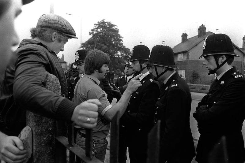 An image from the miners strike in 1984 in Harworth.