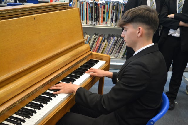 Pupils showcased their talents at the launch, including playing the piano.