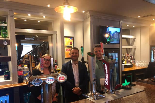 Bassetlaw MP Brendan Clarke-Smith visited the refurbished pub. Pictured with staff member Suzanne Blacker, and pub operator Mark Reed.