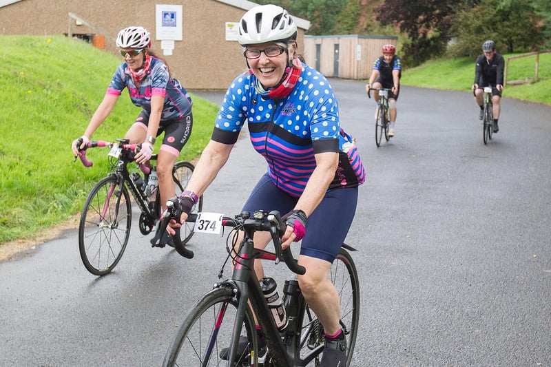 Hawick cyclists Debora Yule and Barbara Heatley at Jedburgh during Doddie'5 Ride 2021 (Pic: Bill McBurnie)