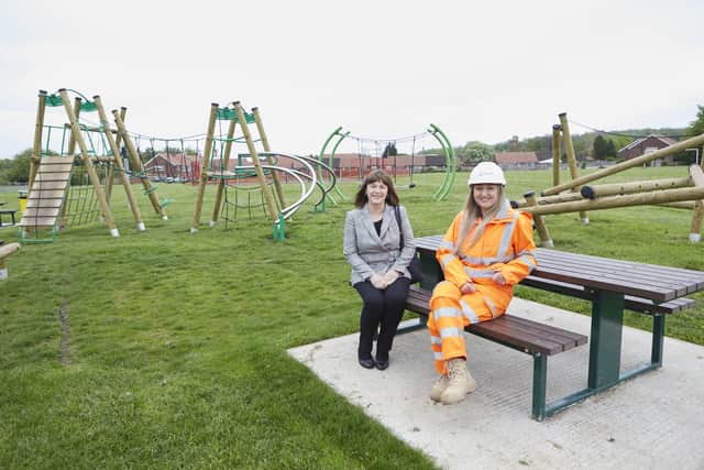 Norma Woolley, Clerk to Whitwell Parish Council, and Dannika Bannon, quarry manager at Tarmac's Whitwell site. Credit: Lee Gibbon.