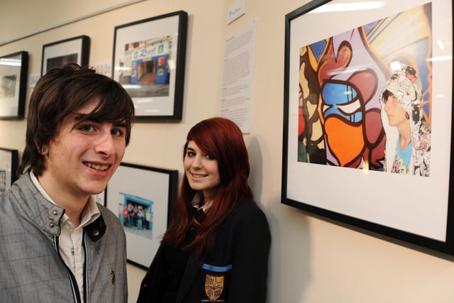 Young Potential showcase an exhibition of art at Worksop Library.  Pictured from left is then 16-year-olds Tyler Nicholson and Danielle Fisher.