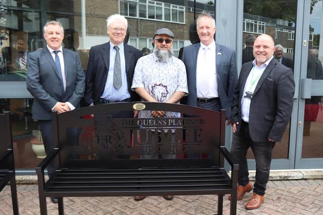 Left to right: Coun Ant Coultate (Rampton), coun John Ogle (Tuxford and East Markham), Bakhtyar Pirzada (Vice Chairman, Muslim Charity), coun Gerald Bowers (Ranskill) and coun Mike Introna (Retford East) at the unveiling ceremony.