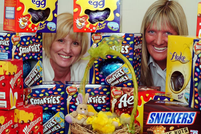 Hopkinson's Funeral Services, Watson Road, Worksop. Annual Easter egg appeal at Hopkinson's. The eggs are to be donated to various places including Children's Ward at Bassetlaw Hospital, Hill Side House at Bassetlaw Hospital, Blue Bell Wood Children's Hospice and Claremont House Nursery.Picture: L-R Mary Dixon (Receptionist) and Michelle Skelson (Funeral Director).