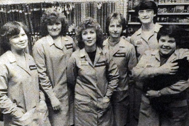 Staff of Middleton's, Worksop.  Pictured for the Worksop Trader in 1984.  From left, Kim Laking, Julie Simpson, Janet Taylor, Kath Shooter, Tracey Lister and Christine Wood