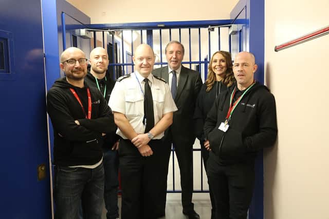 Nottinghamshire chief constable Craig Guildford and PCC Paddy Tipping with members of the U-Turn team