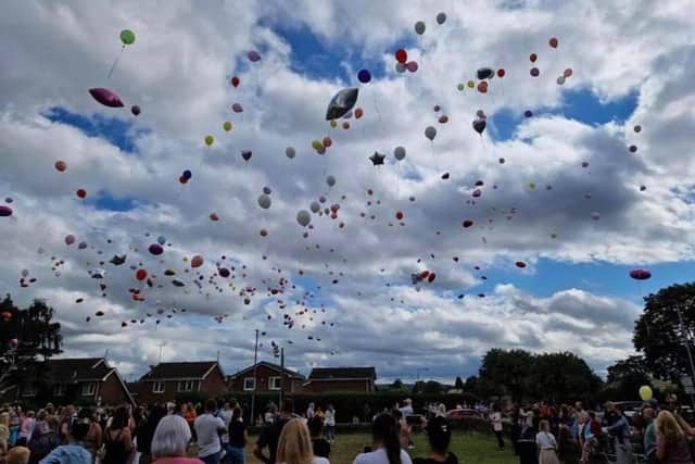Hundreds of balloons in all colours were released into the sky to mark the life of Keita Mullen.