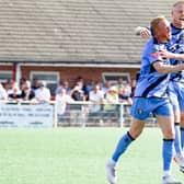 Paul Green and Terry Hawkridge celebrate the former's winner on Saturday - Photo by Liam Pickersgill.