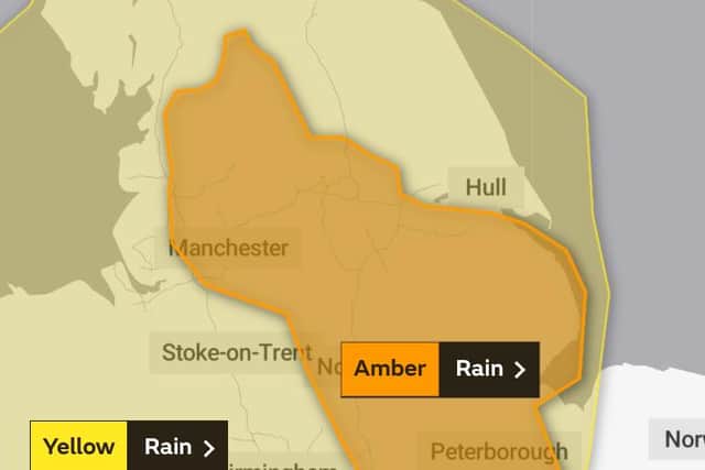 Amber warning for rain