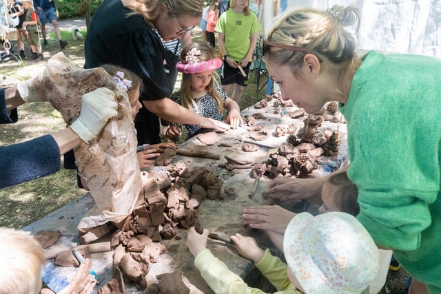 Getting creative with clay at the Major Oak Woodland Festival.