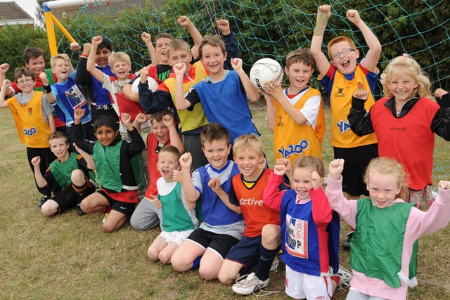 The children take part in football training sessions at Prospect Hill Junior School in 2011.