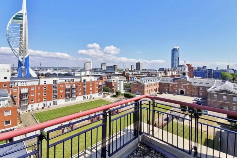 This three bed penthouse apartment in Gunwharf Quays is on the market for £1.95m. It has truly stunning views and a wrap around balcony to help you enjoy them.