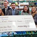 The team at Enterprise Worksop present a large cheque to Bassetlaw Food Bank. L-R Abby Connolly, Dylan Longbottom and Josh Wardell from Enterprise, and Bassetlaw Food Bank assistant manager Ellen Ryan, and fundraising manager Laura Kennedy.