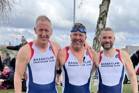 Steve Chambers, Phil Harrison and Duncan McLaren at the East Leek sprint triathlon