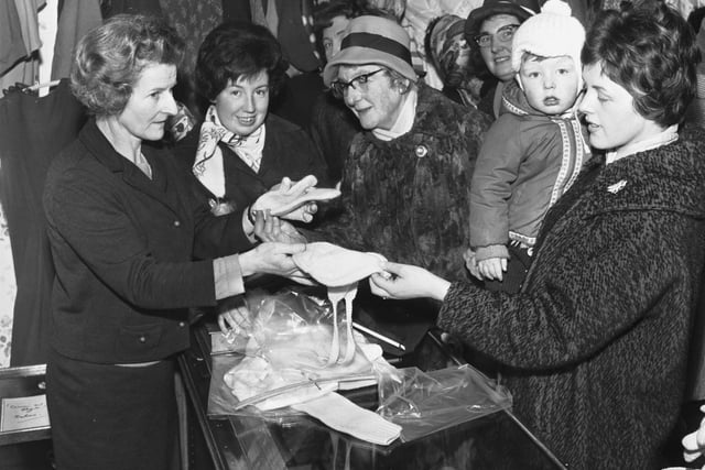 The opening of the new Cum 'n' Bye charity shop on Portobello's High Street in March 1966.