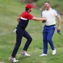 Lee Westwood beat Harris English during their singles Match at the 43rd Ryder Cup at Whistling Straits.